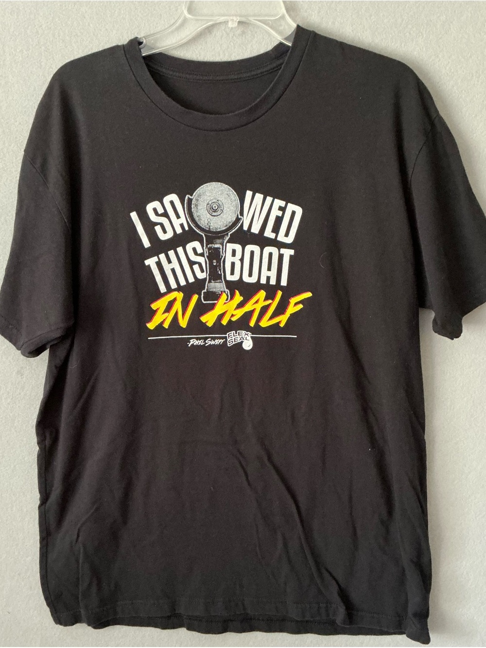 Funny I Sawed This Boat In Half T-Shirt Graphic Black Men XL Meme Viral Quote